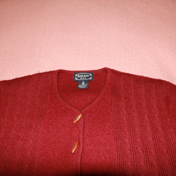 JUSTE POUR MOI red CARDIGAN in  boiled wool - Picture 4 of 7